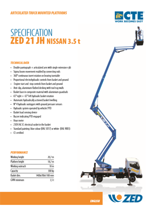 Zed21JH Spec Sheet